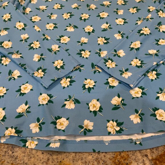 Draper James x Lands' End Blue Magnolia Rash Guard - Large 14/16 - Picture 5 of 11